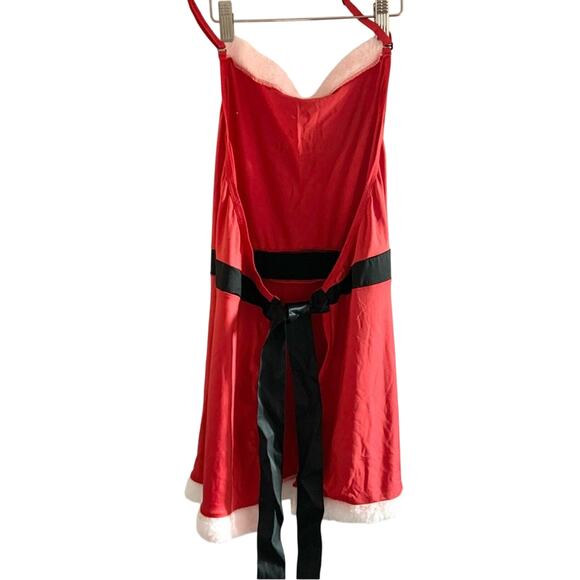 Yandy Santa’s Workshop Red Santa Apron Lingerie Bow Costume S/M NWT - Picture 7 of 16